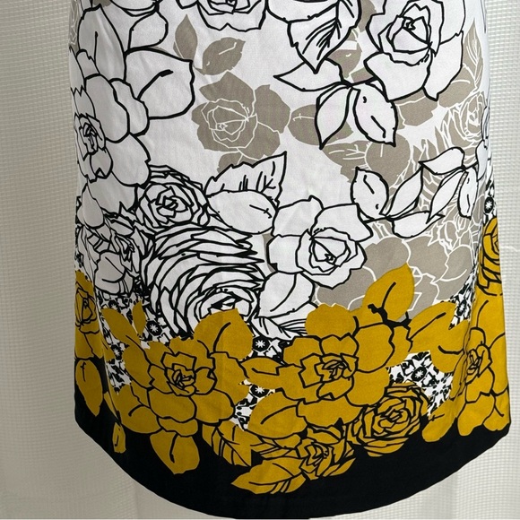 Signature by Sangria White Black and Yellow Sleeveless Sheath Dress, Size 16 - Picture 6 of 8
